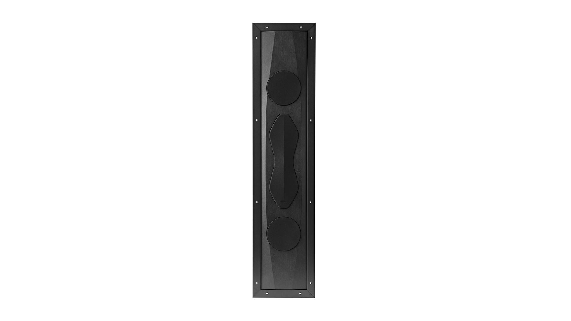 Sonus faber Arena 30 4-way in-wall speaker in black, featuring the optional grille for component protection.